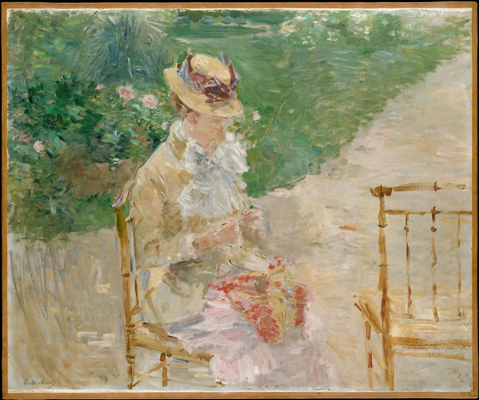 ベルト・モリゾ《編み物をする若い女性》1883年頃、The Metropolitan Museum of Art, 67.187.89。Public Domain / The Met Open Access。